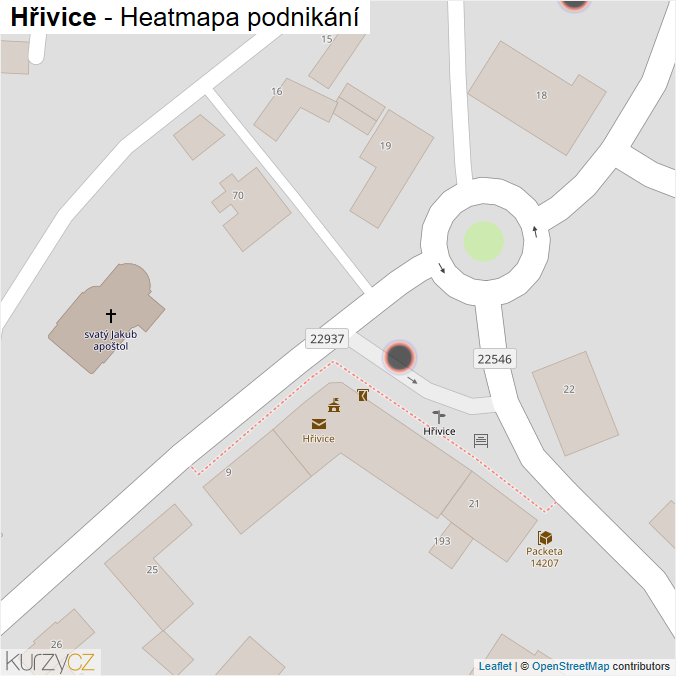 Mapa Hřivice - Firmy v obci.