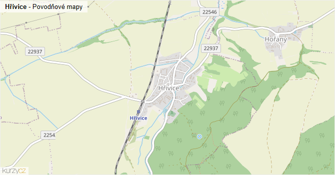 Hřivice - záplavové mapy stoleté vody