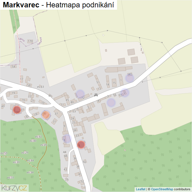 Mapa Markvarec - Firmy v části obce.