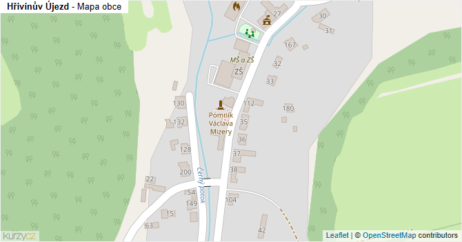 Hřivínův Újezd - mapa obce