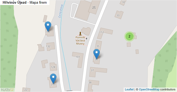Hřivínův Újezd - mapa firem