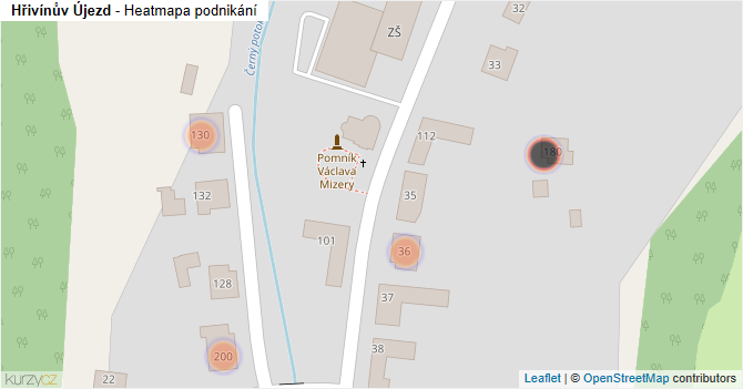 Hřivínův Újezd - mapa podnikání