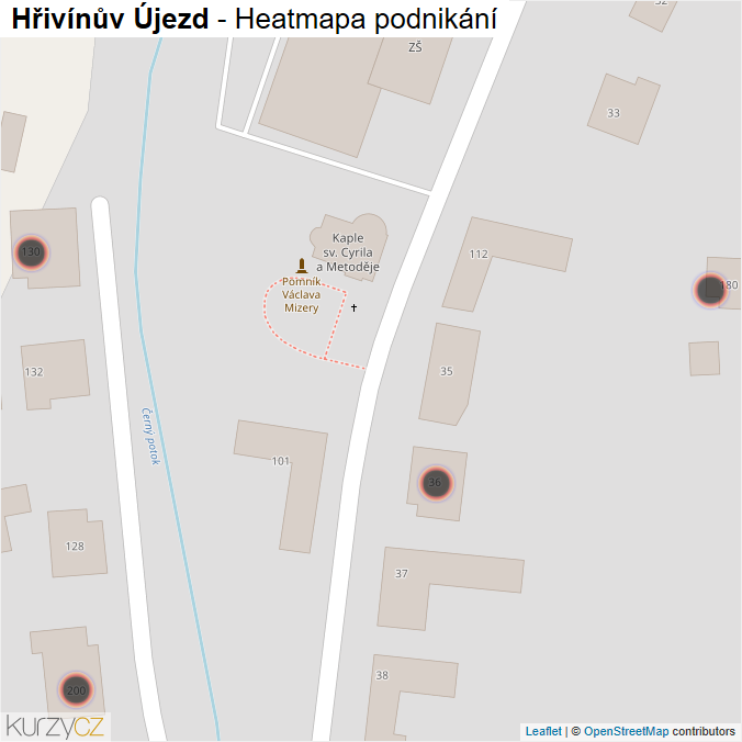 Mapa Hřivínův Újezd - Firmy v obci.