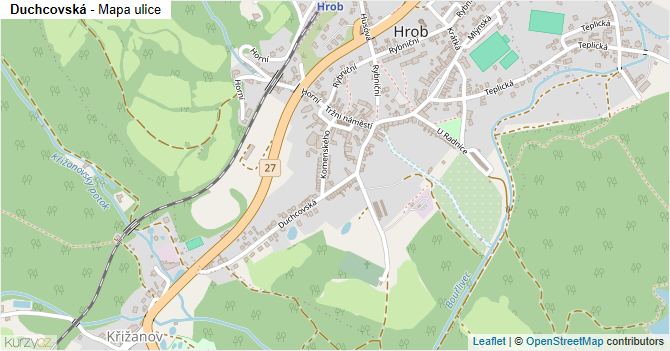 Duchcovská - mapa ulice