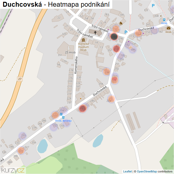 Mapa Duchcovská - Firmy v ulici.
