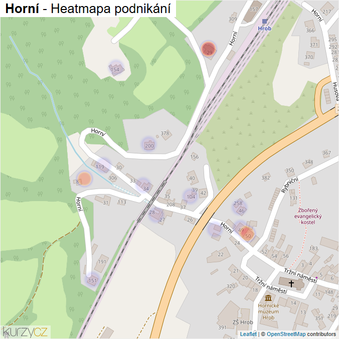 Mapa Horní - Firmy v ulici.