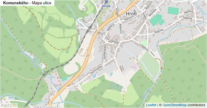 Komenského - mapa ulice