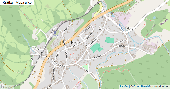 Krátká - mapa ulice