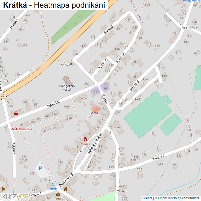 Mapa Krátká - Firmy v ulici.