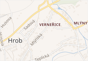 Mlýnská v obci Hrob - mapa ulice