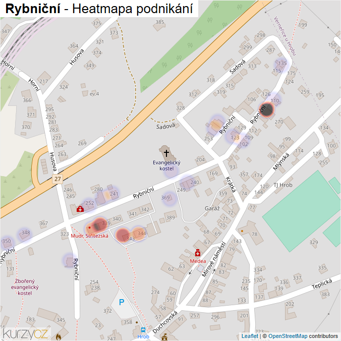 Mapa Rybniční - Firmy v ulici.