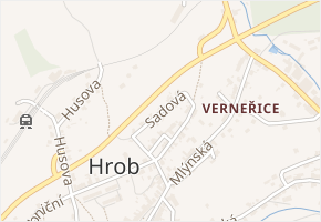 Sadová v obci Hrob - mapa ulice