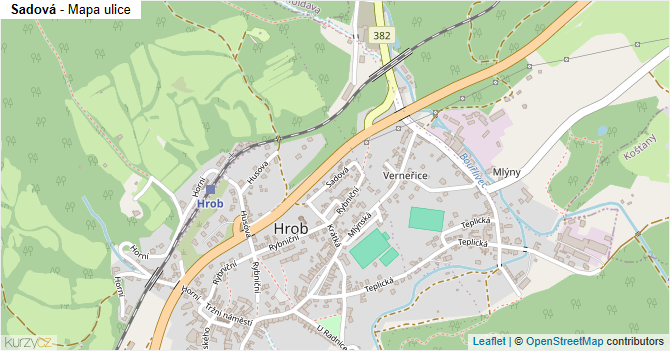 Sadová - mapa ulice