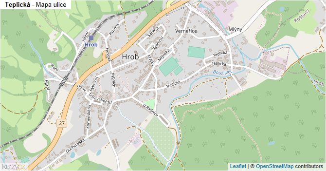 Teplická - mapa ulice
