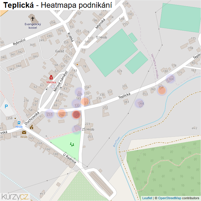 Mapa Teplická - Firmy v ulici.