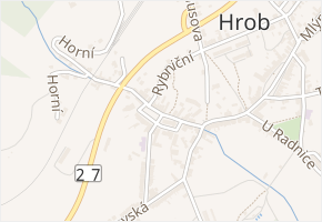 Tržní náměstí v obci Hrob - mapa ulice
