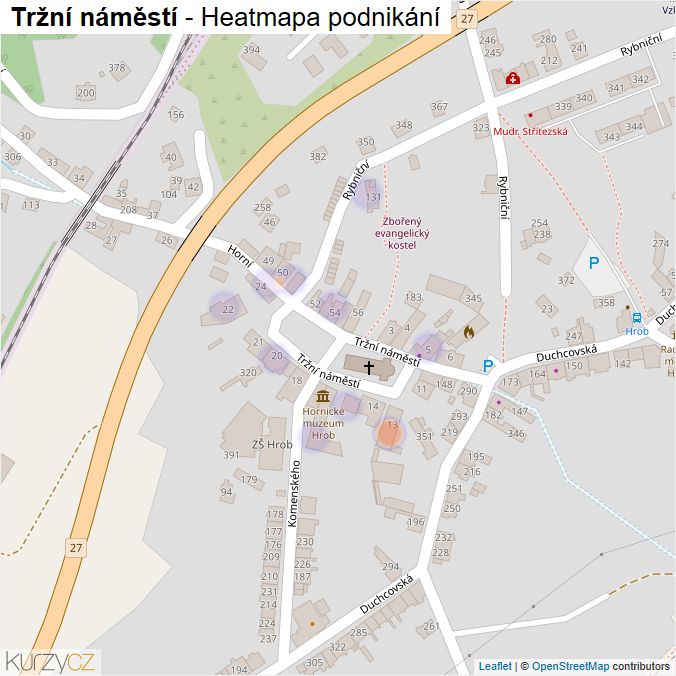 Mapa Tržní náměstí - Firmy v ulici.