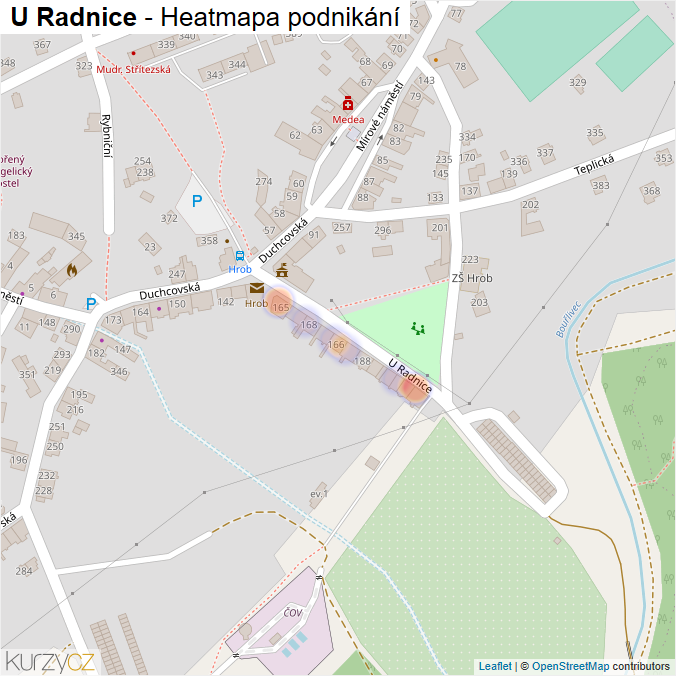 Mapa U Radnice - Firmy v ulici.