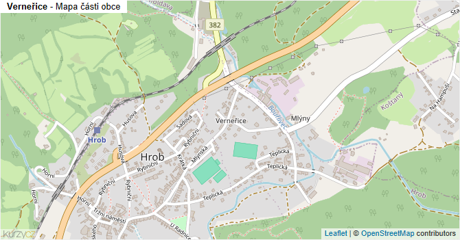 Verneřice - mapa části obce