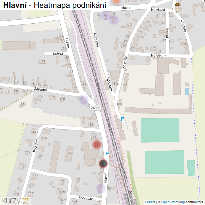 Mapa Hlavní - Firmy v ulici.
