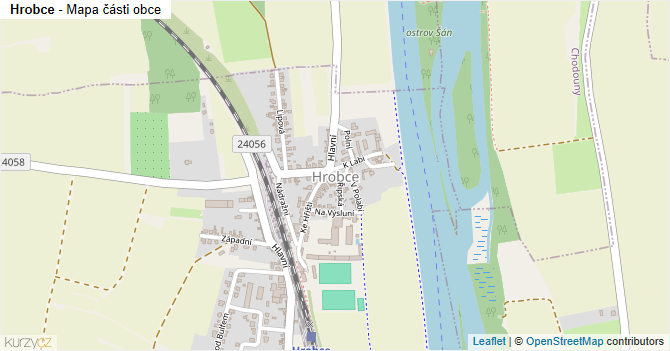 Hrobce - mapa části obce