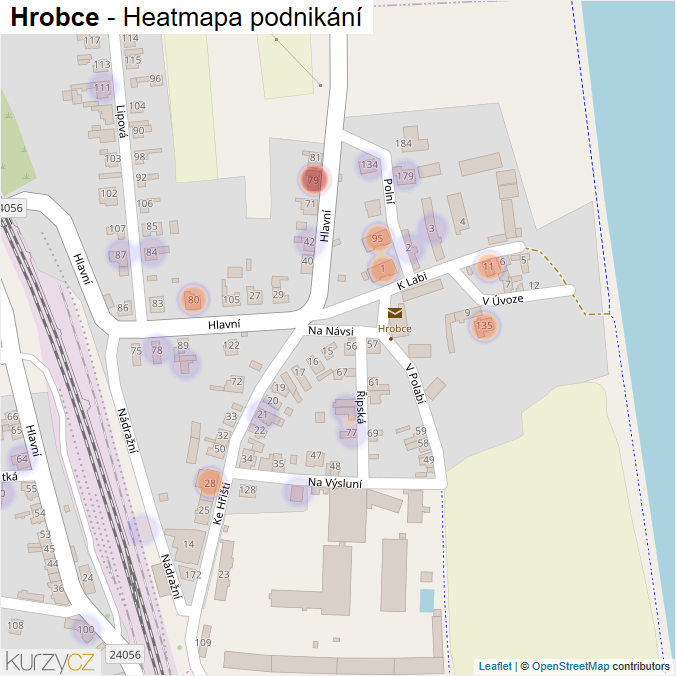 Mapa Hrobce - Firmy v části obce.