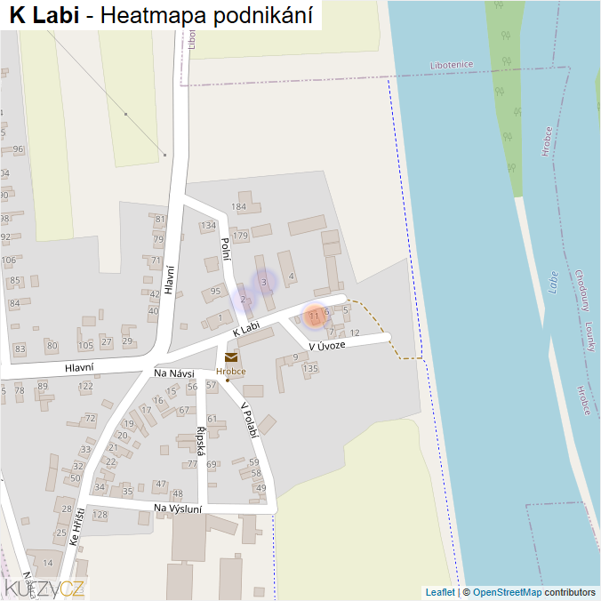 Mapa K Labi - Firmy v ulici.