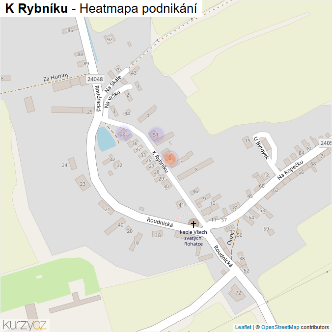 Mapa K Rybníku - Firmy v ulici.