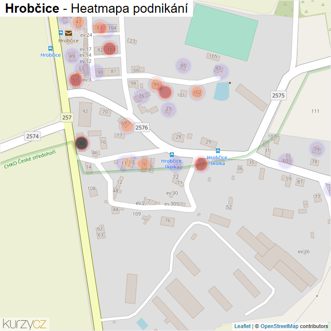 Mapa Hrobčice - Firmy v části obce.