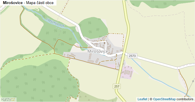 Mirošovice - mapa části obce
