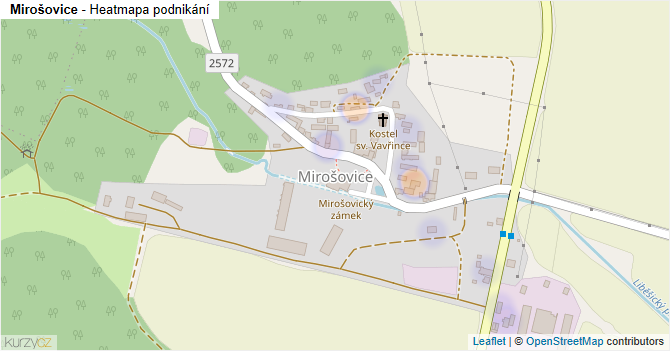 Mirošovice - mapa podnikání
