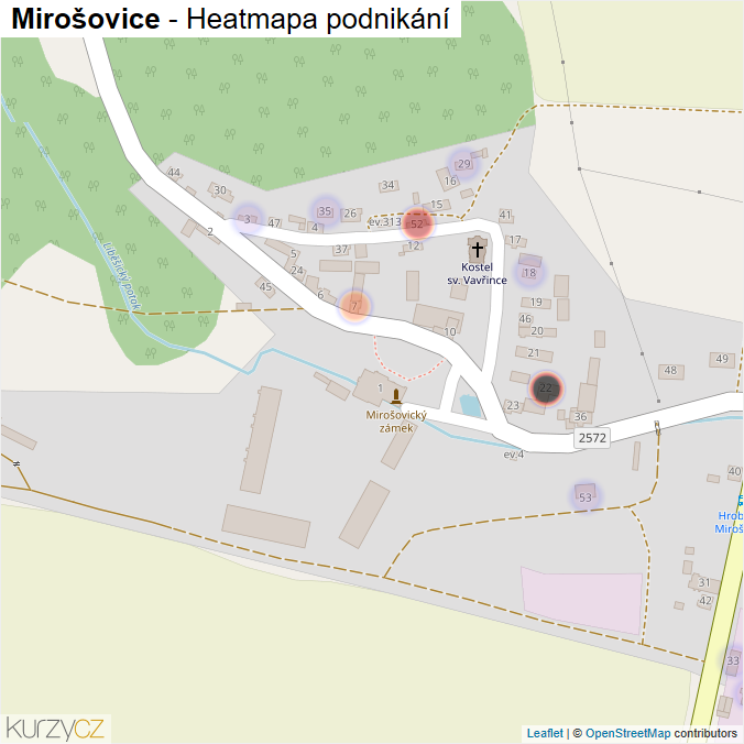 Mapa Mirošovice - Firmy v části obce.