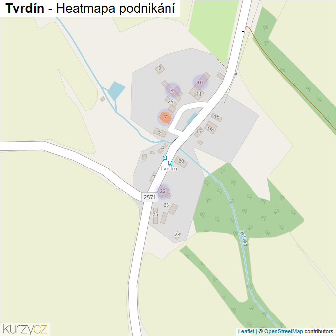 Mapa Tvrdín - Firmy v části obce.