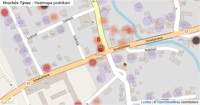 Hrochův Týnec - mapa podnikání