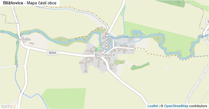 Blížňovice - mapa části obce