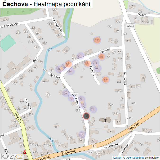 Mapa Čechova - Firmy v ulici.