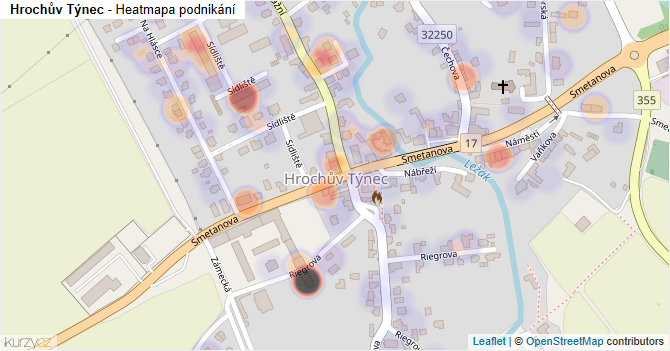 Hrochův Týnec - mapa podnikání