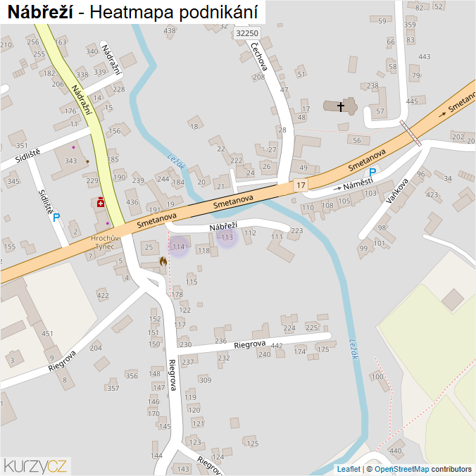 Mapa Nábřeží - Firmy v ulici.