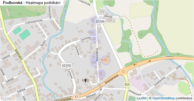 Podborská - mapa podnikání