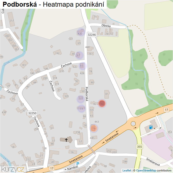 Mapa Podborská - Firmy v ulici.