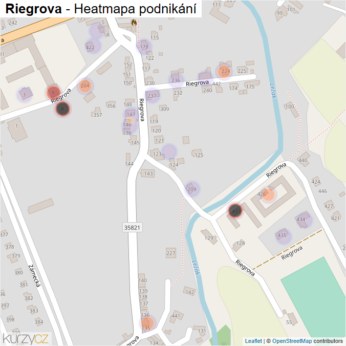 Mapa Riegrova - Firmy v ulici.