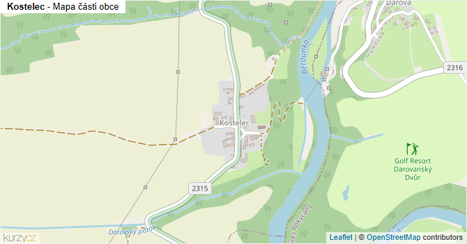 Kostelec - mapa části obce