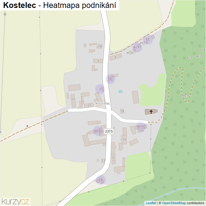 Mapa Kostelec - Firmy v části obce.