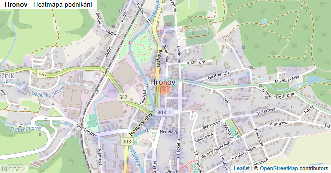 Hronov - mapa podnikání