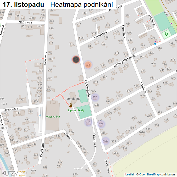Mapa 17. listopadu - Firmy v ulici.