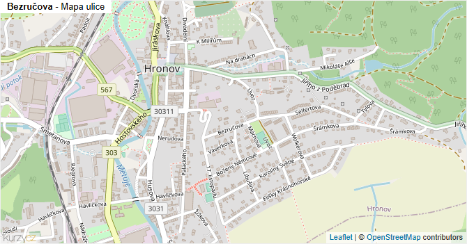 Bezručova - mapa ulice