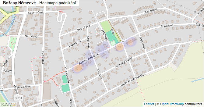 Boženy Němcové - mapa podnikání