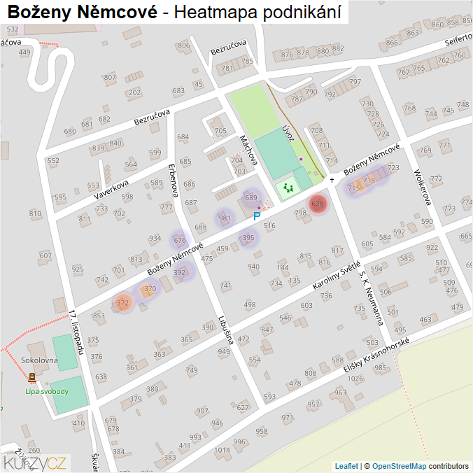 Mapa Boženy Němcové - Firmy v ulici.