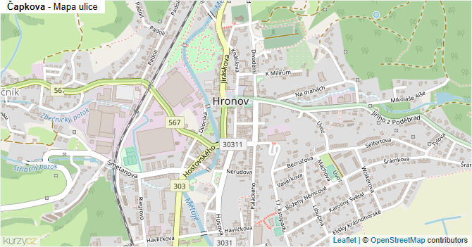 Čapkova - mapa ulice