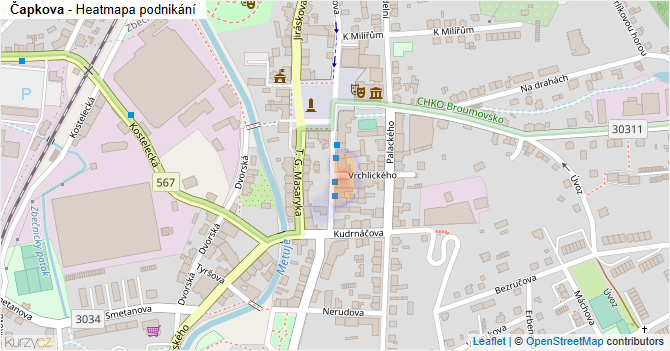 Čapkova - mapa podnikání